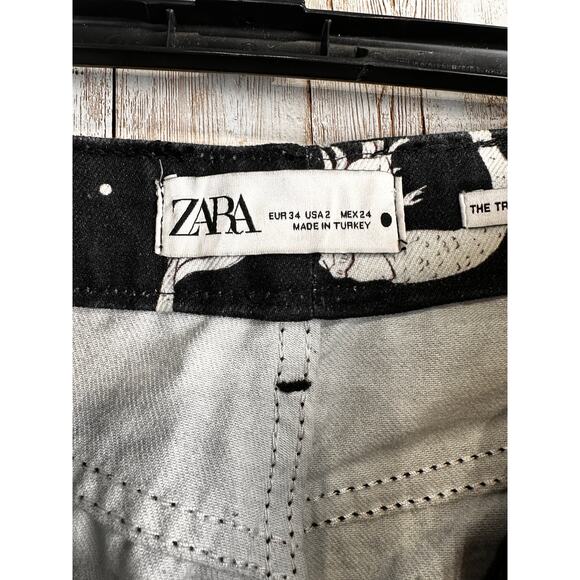 Zara Woman The Trevor Full Length Jeans 2 Black Mermaid Sea Shell Straight Leg‎ - Picture 10 of 11